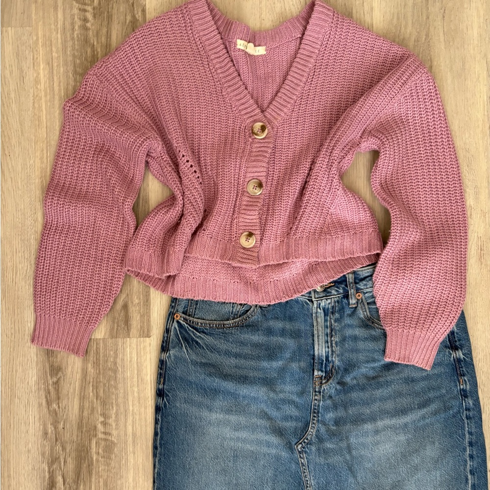 Aeropostale Mauve Button-Up Cardigan